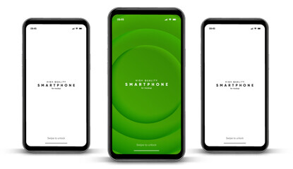 Fototapete - Realistic smartphone mockup. Mobile phone vector with isolated on white background. Device front view. 3D mobile phone with shadow. Realistic, high quality smart phone mockup for ui ux presentation.