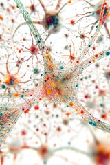 Wall Mural - Neurons, Nerve Cells, Neural Networks, Human Cells, Abstract Image, Texture, Pattern Background, Wallpaper, Cover and Screen of Smartphone, PC, Laptop