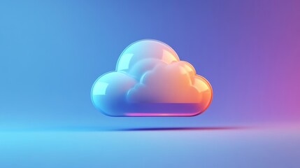 Poster - cloud technology data storage and backup illustration with glossy 3d cloud on gradient background