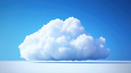 Poster - cloud computing concept with fluffy cloud against a clear blue sky symbolizing digital connectivity 