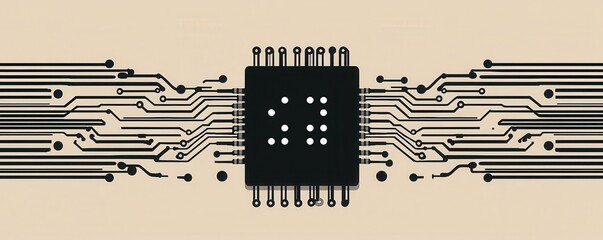 Poster - Minimalistic  design of a circuit board with intricate patterns