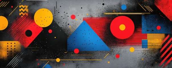 Poster - abstract geometric shapes in vibrant colors with textured patterns