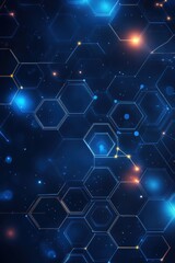 Poster - Futuristic blue and orange technology background with glowing network connections