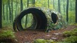 © Alief Shop - An imaginative eco-art installation made from recycled materials in a forest, blending creativity and sustainability