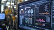 © Justlight - A closeup shot of a computer monitor showing a detailed dashboard with realtime analytics on equipment performance maintenance history and predictive maintenance alerts.