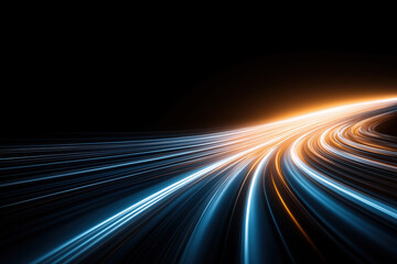 Fototapete - Dynamic light trails create a vivid display in a dark environment at night