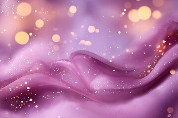 Poster - Soft purple waves with golden bokeh lights create a dreamy atmosphere