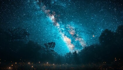 a starry night sky with a bright blue milky way