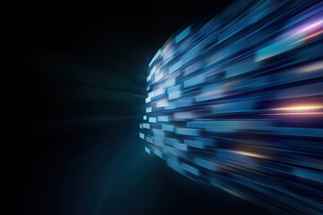 Fototapete - Dynamic blue and black abstract background showcasing digital motion and energy