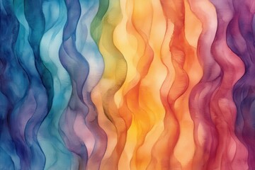Poster - Vibrant watercolor waves showcasing soft gradient tones with subtle vertical streaks for artistic backgrounds and creative projects