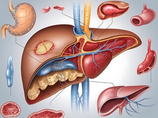 Wall Mural - Detailed Human Anatomy Liver Structure for Medical Concepts