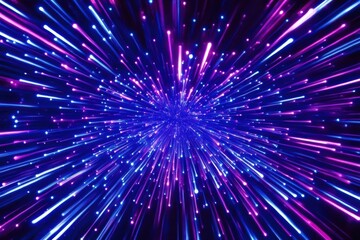 Fototapete - Vivid blue and purple light trails creating dynamic motion effects