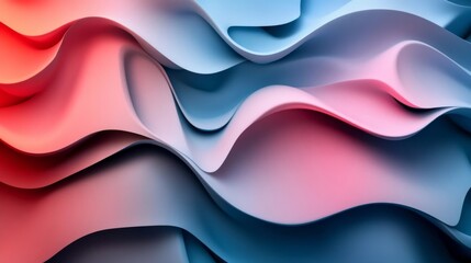 Wall Mural - Abstract Pink Blue Wave Background Modern Digital Art Design 3d red curve color style fluid lines   