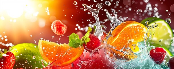 Poster - Refreshing blend of citrus and berries creating a delightful and nutritious summer drink