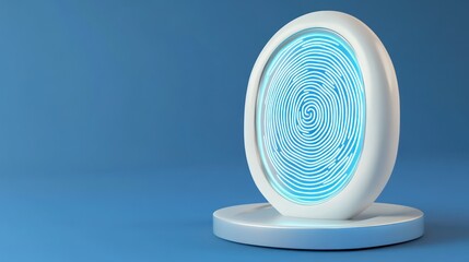Poster - 3d Fingerprint Access Control device authorization personal icon isolated on blue background. 3D render