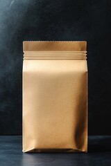 Poster - Brown paper pouch bag packaging mockup standing on black background