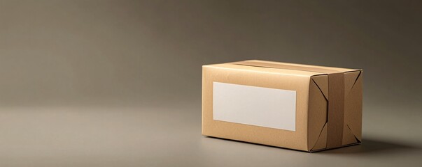 Aufkleber - Cardboard parcel box with an empty label is waiting to be shipped