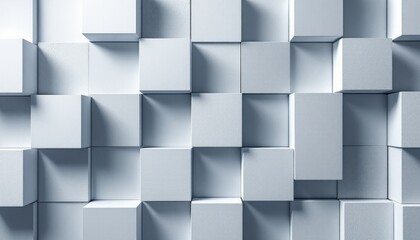 Poster - Geometric abstract background with 3d white cubes in grid pattern