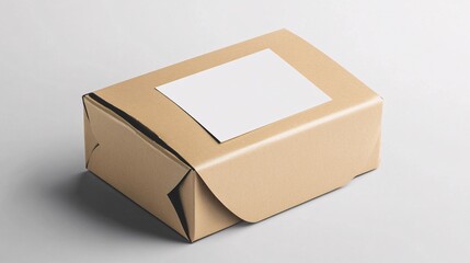Poster - Cardboard box with blank label for shipping and branding