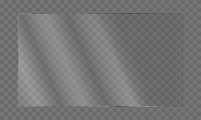 Wall Mural - glass plate on transparent backdrop. realistic glass.acrylic screen template. vector illustration