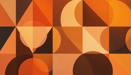 Poster - Geometric abstract art with orange and brown shapes in modern design