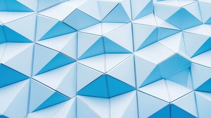 Poster - Geometric blue triangles forming a three-dimensional abstract pattern