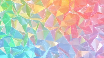 Wall Mural - 
Abstract futuristic geometric crystal background, iridescent texture, faceted gem. 3d rendering.