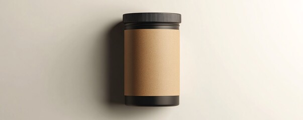 Poster - Black jar with blank kraft paper label mockup