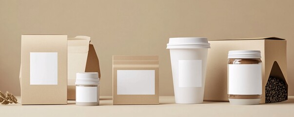 Poster - Food delivery service offering branding mockup with take away coffee cup