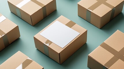 Aufkleber - Cardboard boxes pattern with blank label for your text