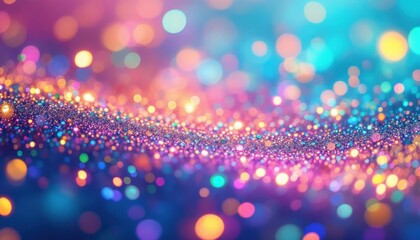 Poster - Colorful bokeh background with vibrant glittering lights in pink and blue hues