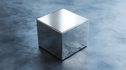 Fototapete - 
Abstract futuristic metal cube. Science fiction block design. 3D rendering


