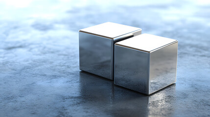 Fototapete - 
Abstract futuristic metal cube. Science fiction block design. 3D rendering


