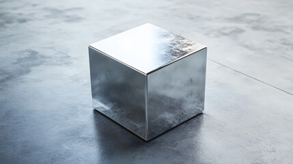 Fototapete - 
Abstract futuristic metal cube. Science fiction block design. 3D rendering


