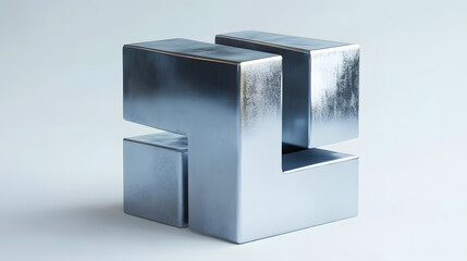 Fototapete - 
Abstract futuristic metal cube. Science fiction block design. 3D rendering


