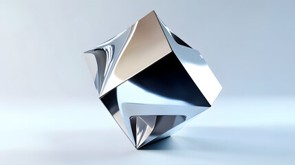 Fototapete - 
Abstract futuristic metal cube. Science fiction block design. 3D rendering


