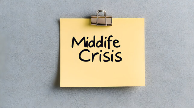 Midlife Crisis Written on Sticky Note – Emotional Struggles, Self-Reflection, Life Transitions, Personal Growth, and Mental Health Awareness in Middle Age Concept
