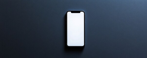 Poster - Modern smartphone displaying blank white screen on dark blue background
