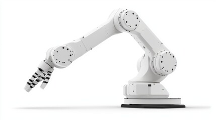 Poster - robotic arm 3d on white background. Mechanical hand. Industrial robot manipulator. Modern industrial technology.