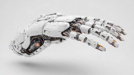 Poster - robotic arm 3d on white background. Mechanical hand. Industrial robot manipulator. Modern industrial technology.