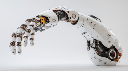 Poster - robotic arm 3d on white background. Mechanical hand. Industrial robot manipulator. Modern industrial technology.