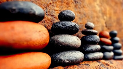 Poster - Elegant Balance of Smooth Stones Showcases Harmony and Diversity in Natural Colors and Shapes