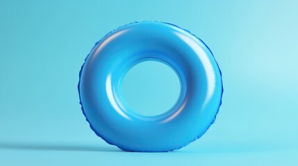 Poster - 3d Inflatable blue swimming ring rubber icon. Summer and swimming holiday. Time 3D render
