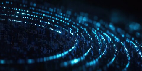 Fototapete - Digital background perfect for tech processes, neural networks, artificial intelligence, data transfer and encryption, digital archives, sound and graphic presentations, science, education, etc.
