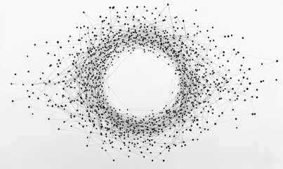 Abstract network; interconnected dots, circular void.