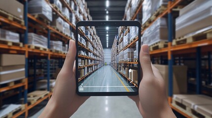 Poster - Manager using augmented reality application for inventory tracking and warehouse management