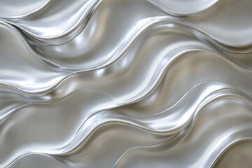 Poster - curved patterns of liquid metal ripple across a silver surface, creating an elegant and modern backd