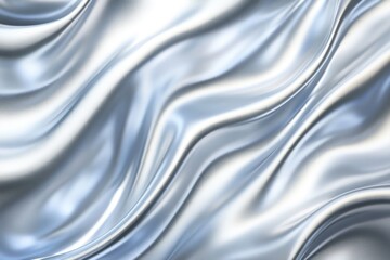 Poster - A mesmerizing display of smooth silver waves flows gracefully across a surface, reflecting light and creating a metallic liquid effect. The texture invites touch, enhancing visual appeal