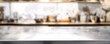 © HISTOCK - Empty metallic countertop surface with blurred restaurant kitchen background