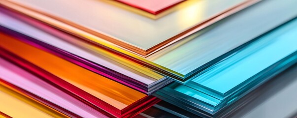 Poster - Stack of acrylic sheets forming colorful pattern